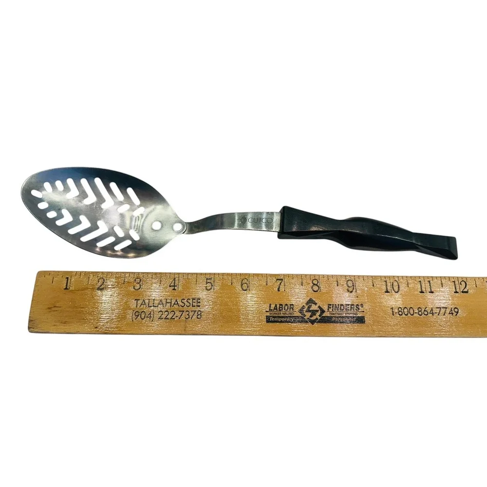 Vintage Cutco Slotted Serving Spoon Black Handle Stainless Steel Kitchen Utensil